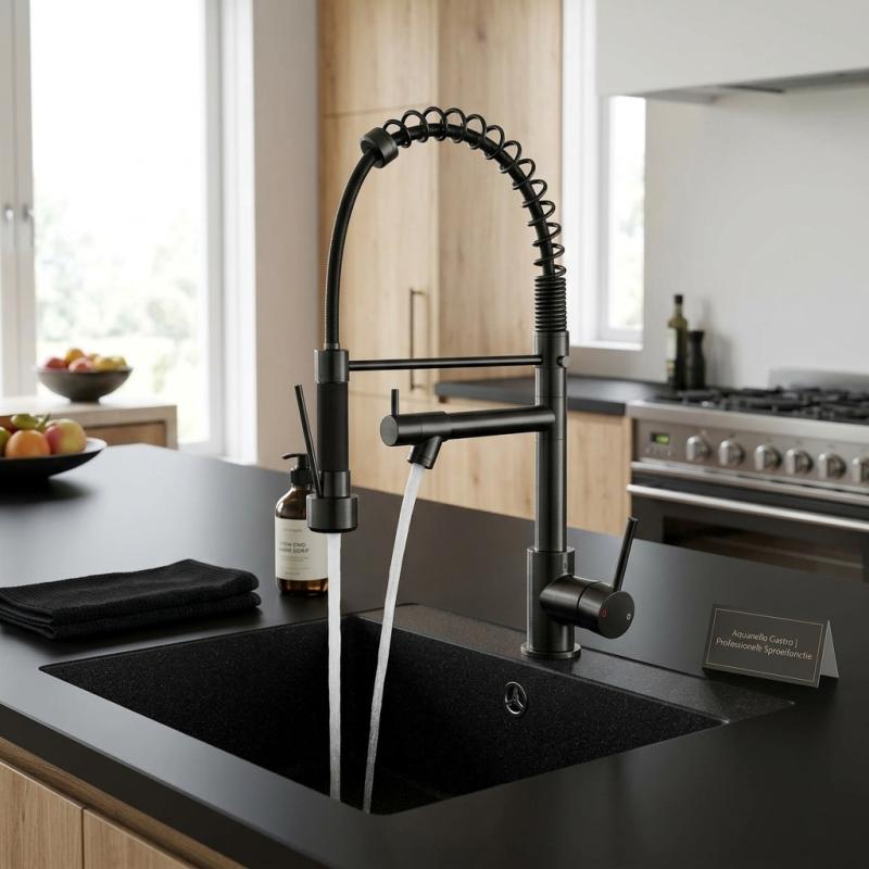 Aquanello Gastro Keukenkraan met Professionele Sproeifunctie Zwart BL-4402-GT